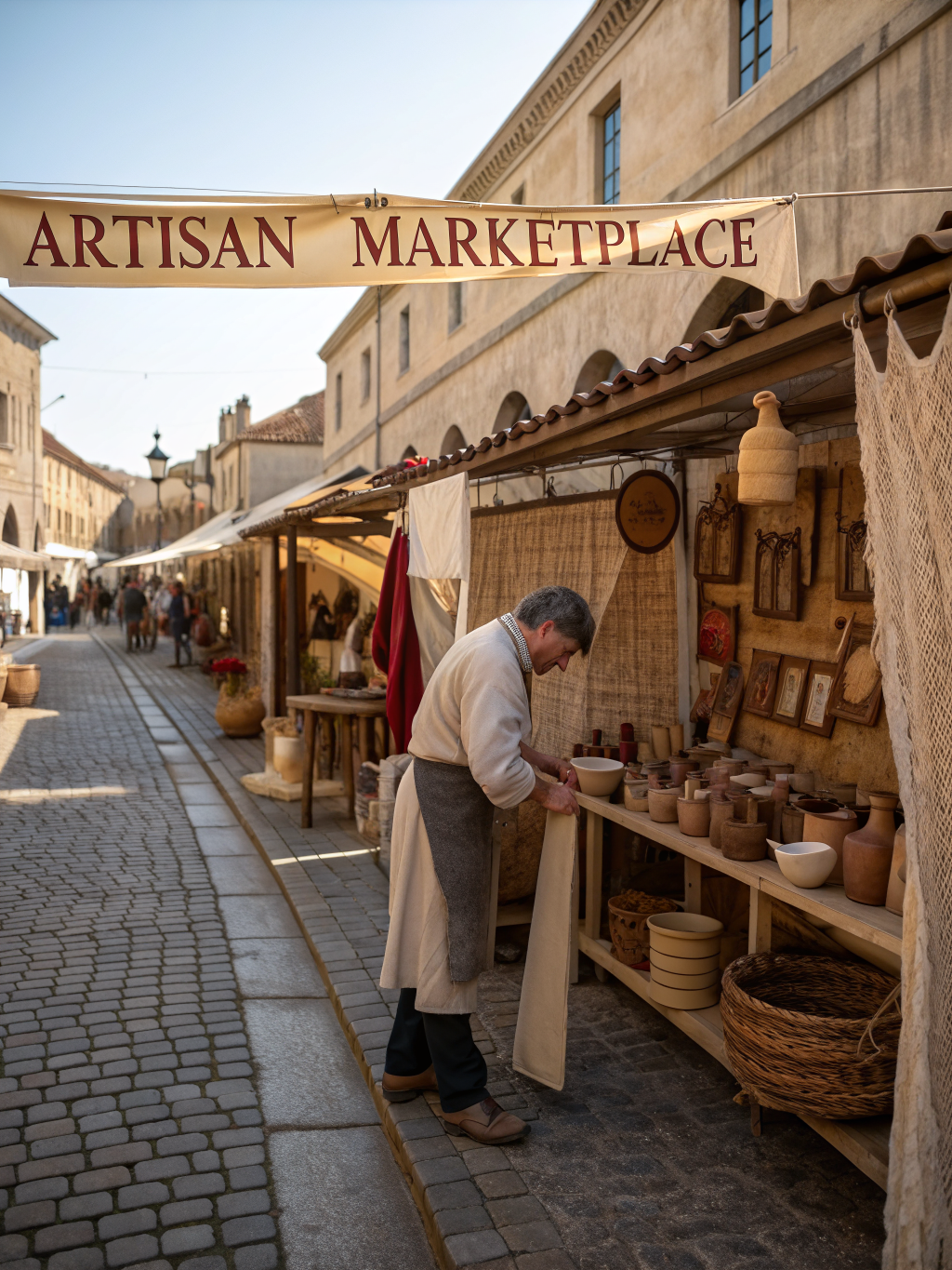 Charming historic artisan shops along a quiet mountain stream