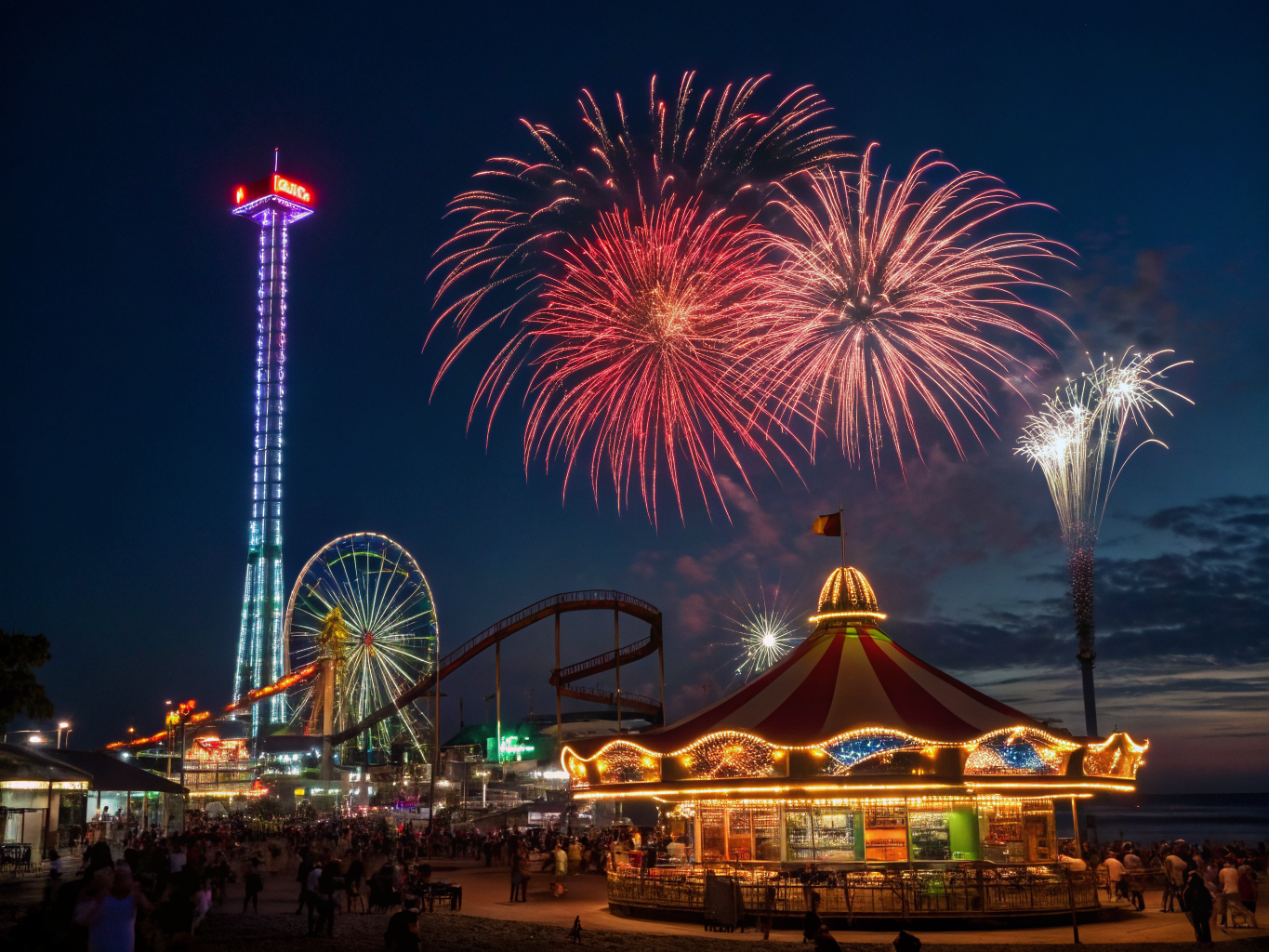 Fireworks lighting up the sky over Dollywood theme park
