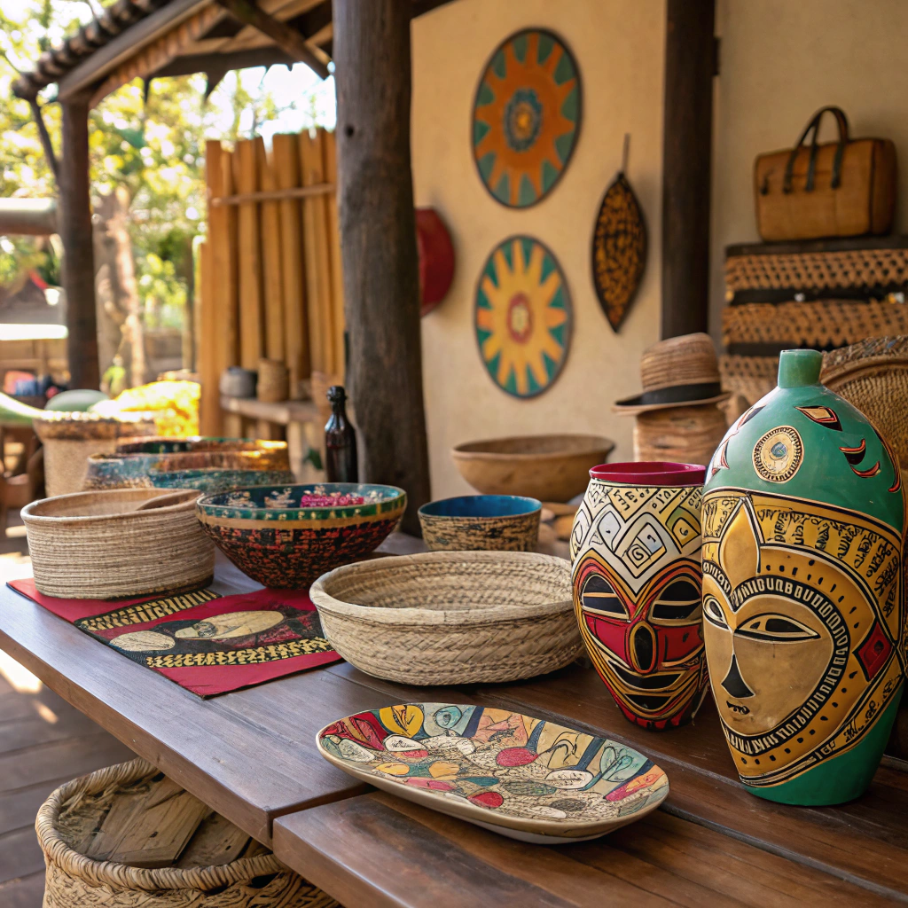 Handmade pottery and crafts in local shop