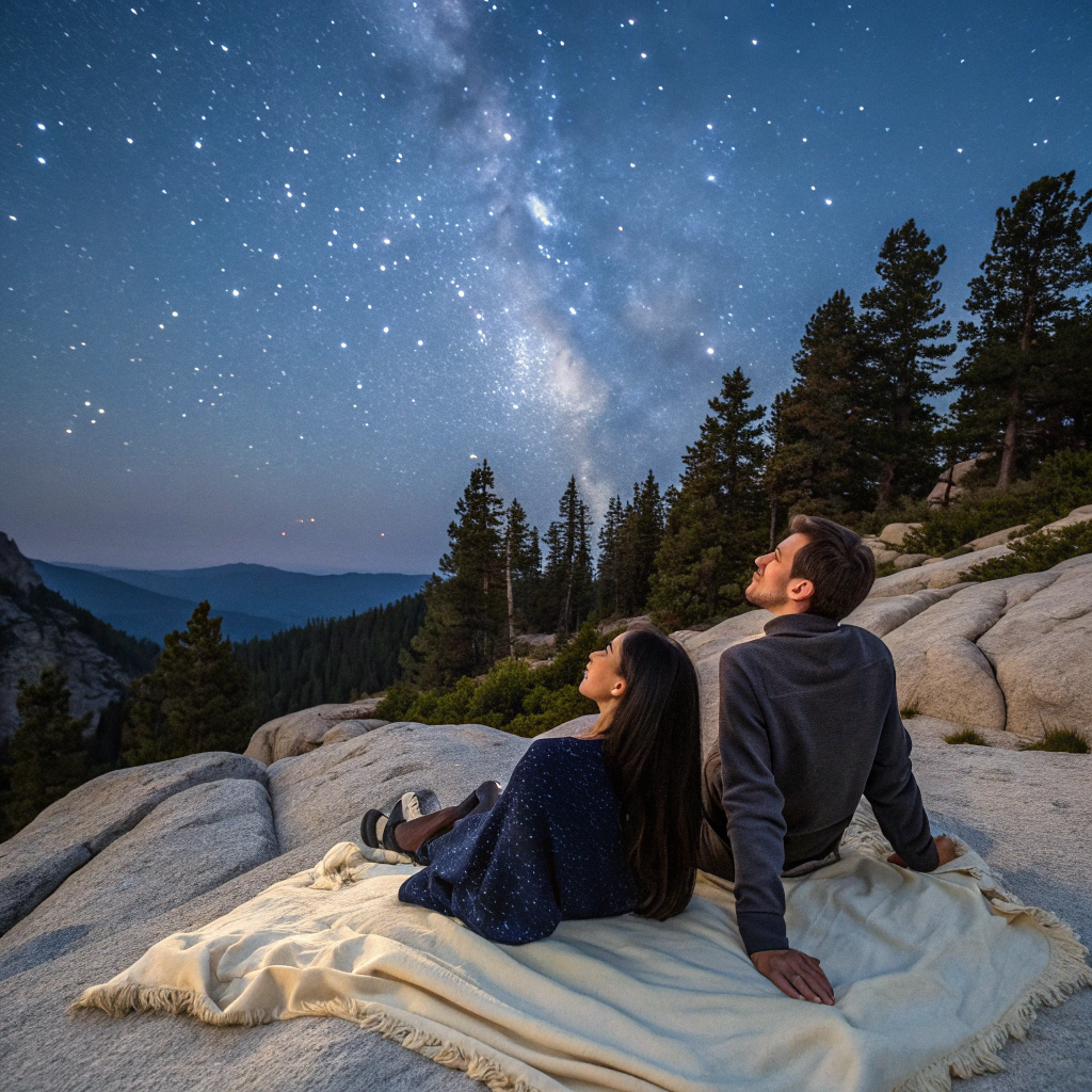 Clear night sky filled with stars over the silhouette of mountain peaks