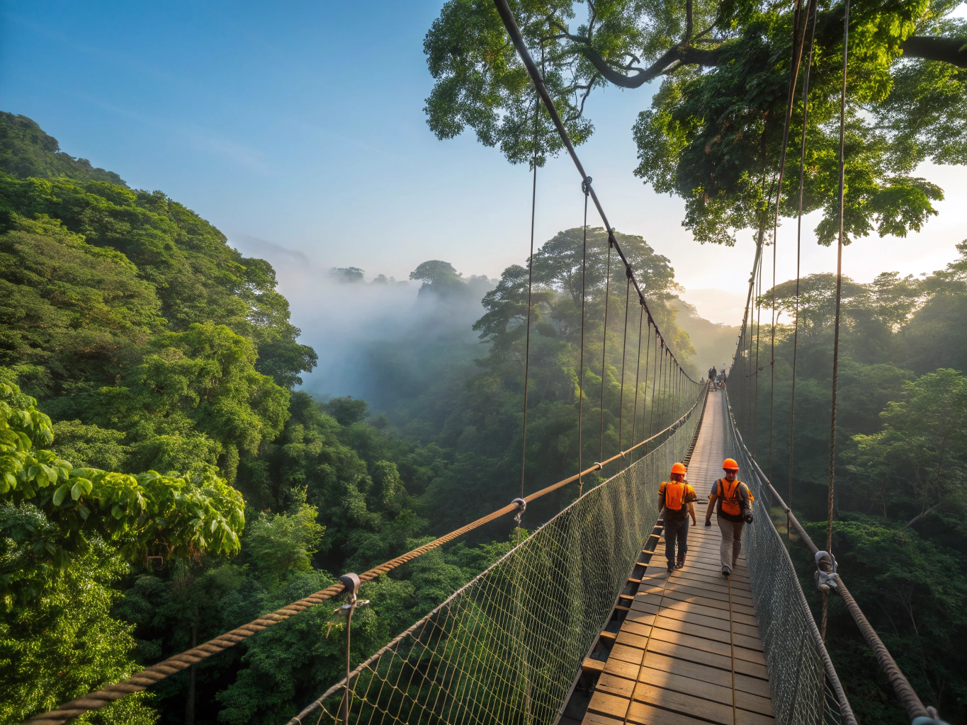 The iconic SkyBridge suspended high above the lush green valley of Gatlinburg