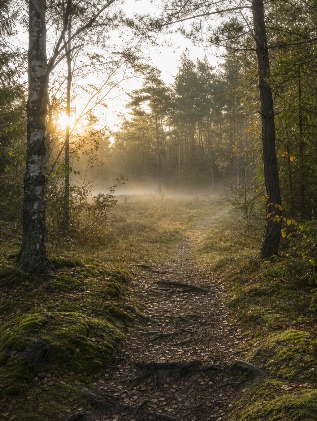 Quiet forest trail in the Great Smoky Mountains during early morning